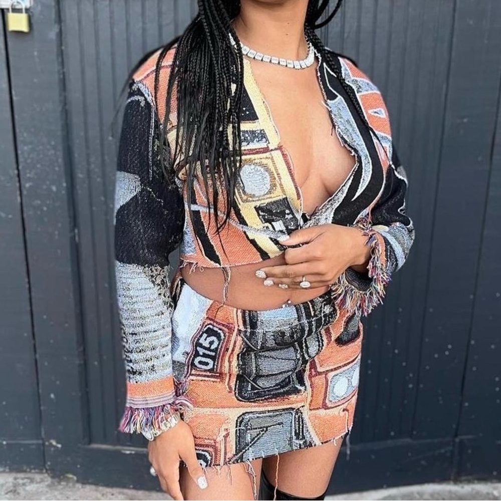 Custom Crafted Colorful Abstract Mini Skirt